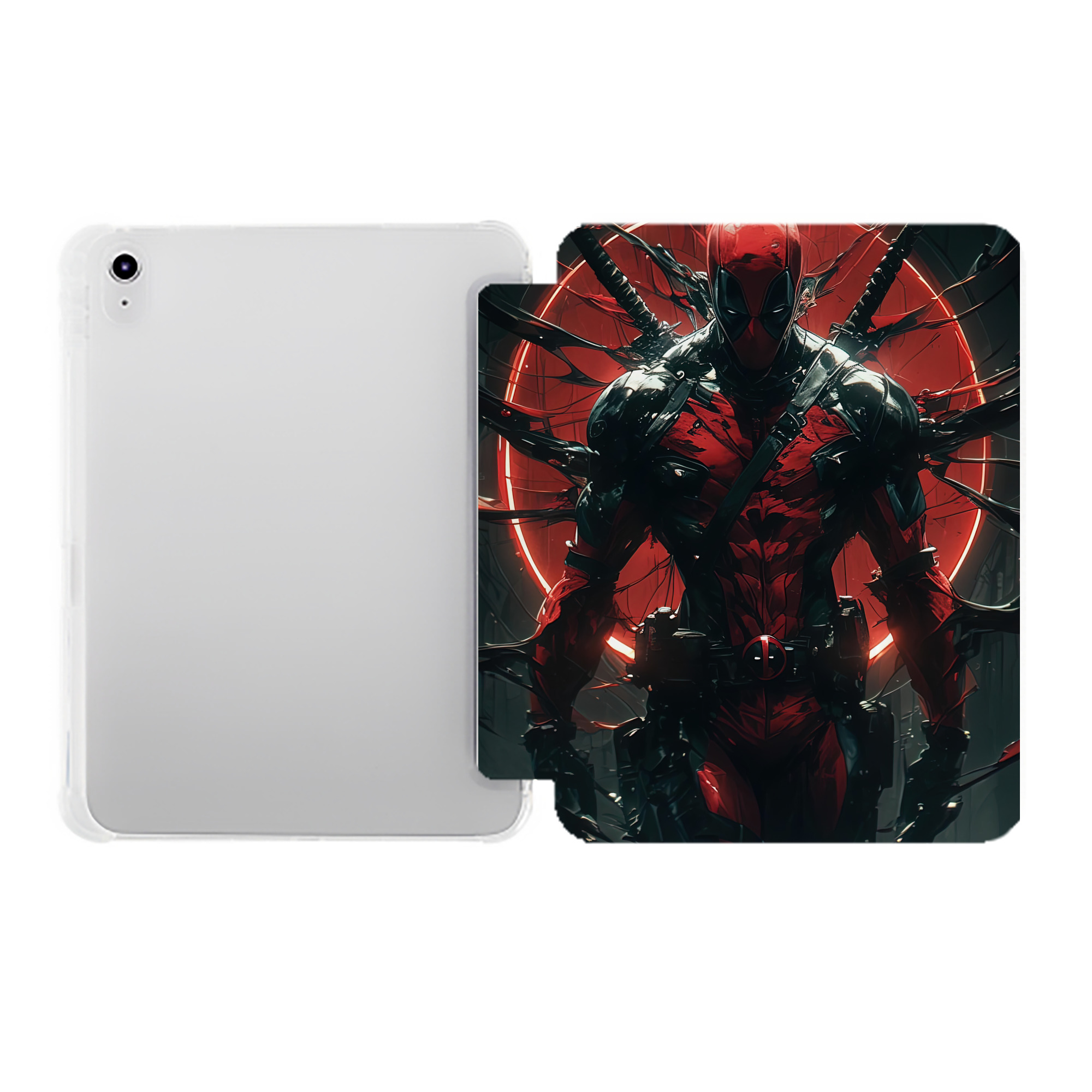 （画像用） Deadpool デッドプール IPad ケース ペン収納付き 三つ折りスタンド PUレザー×シリコン 対応機種9.5/10.5/10.9インチ